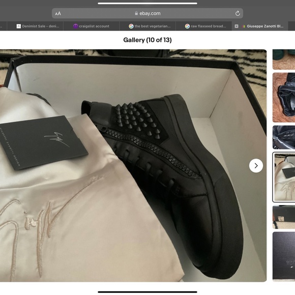 Giuseppe Zanotti Black Studded Sneakers in Size 39 Used Condition With Box - Picture 9 of 12